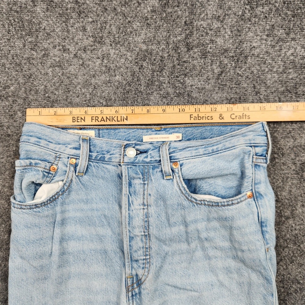 Levis Premium Ribcage Straight Jeans Womens 30x29 Light Wash High Rise Denim - Picture 6 of 10